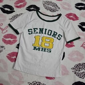 White & Green Vintage 90s Y2k High School Tee